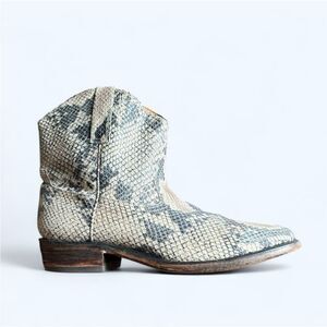 Miz Mooz Women’s Cabana Short Leather Western Boots in Taupe Snake Print